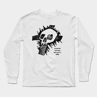 Goth Skull Cross Dead Love original artwork drawing ink tattoo black & white Long Sleeve T-Shirt